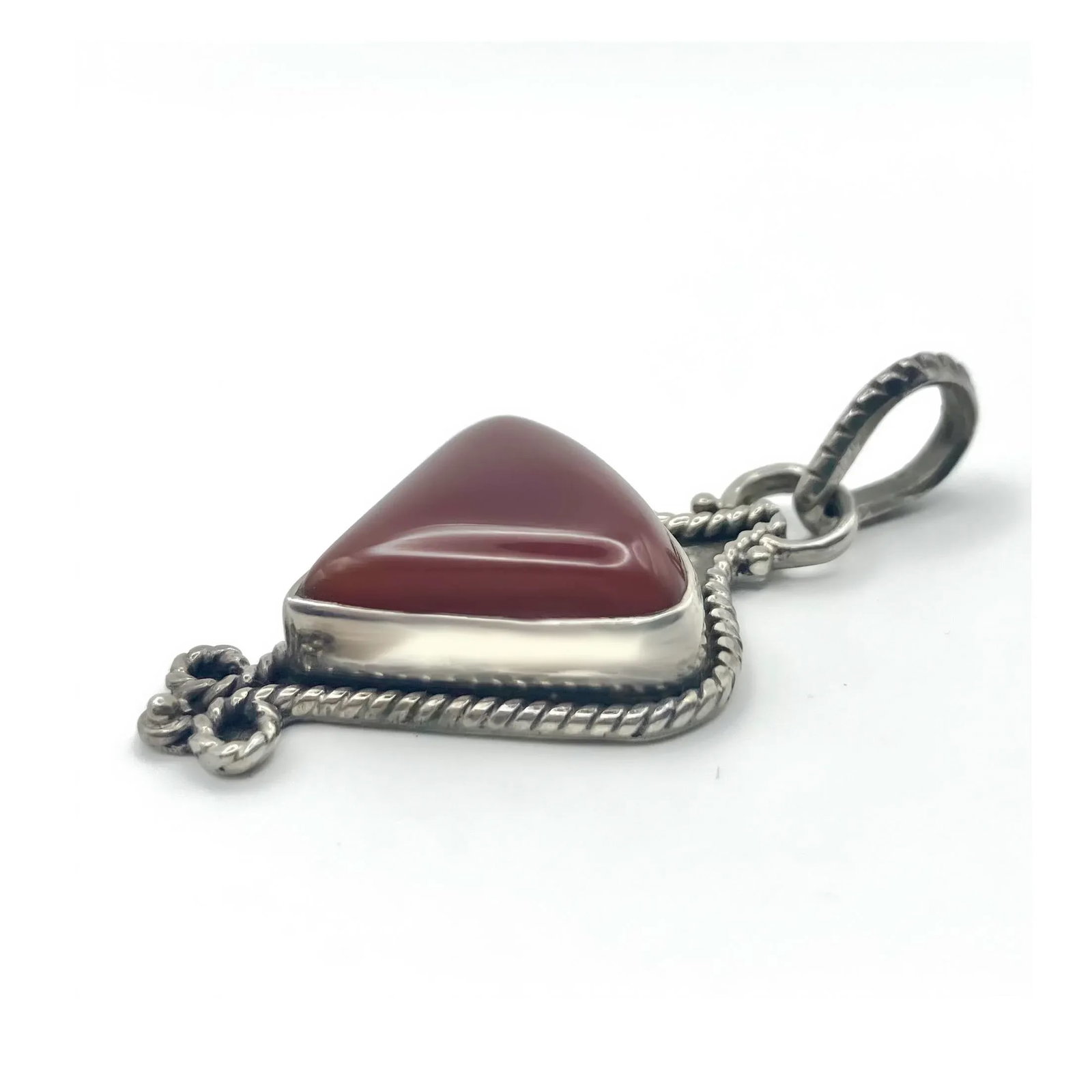 Vintage Carnelian Gemstone and Sterling Silver Pendant - 4