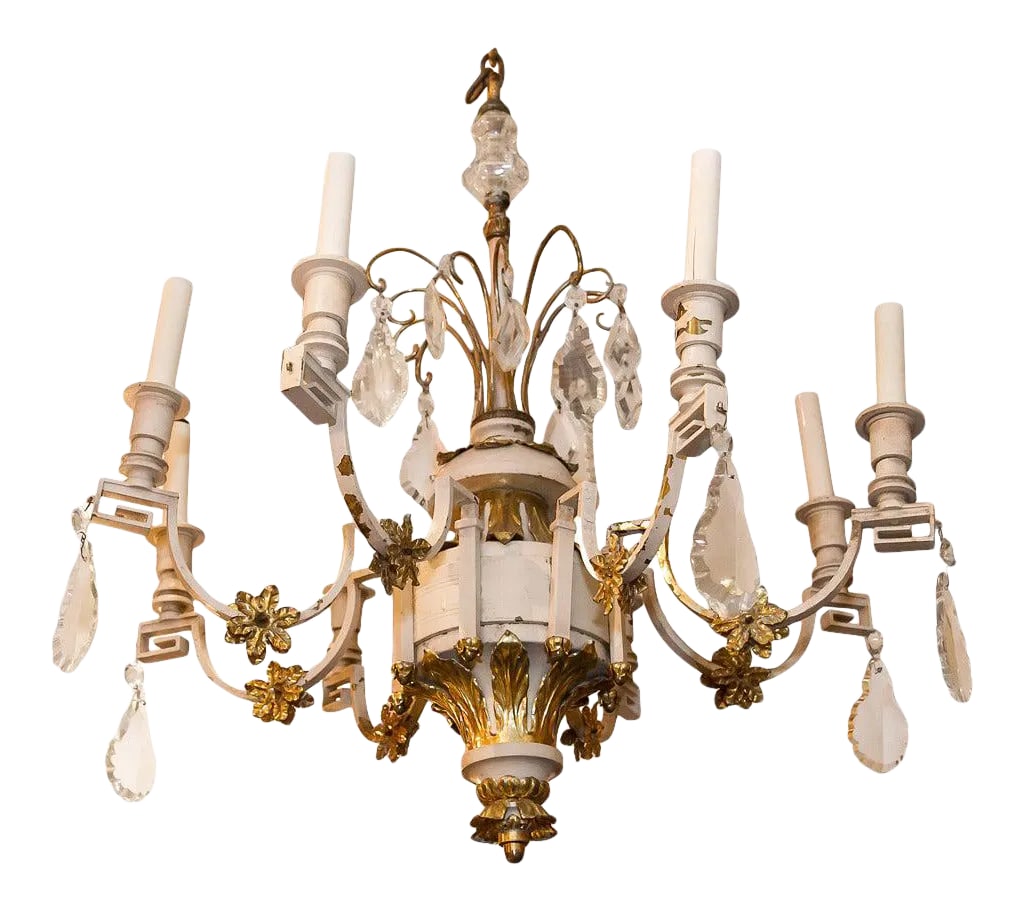 A Rustic Painted Metal and Gilt 8 Arm Chandelier (1 of 5)