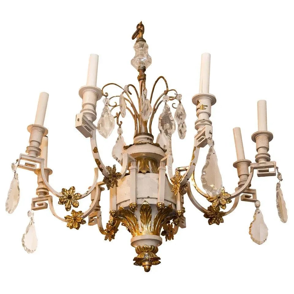 A Rustic Painted Metal and Gilt 8 Arm Chandelier - 5