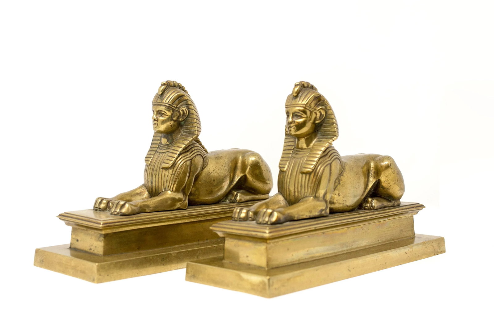 Pair of Mid 19th Century Egyptian Bronze Sphinx Figurines - 2