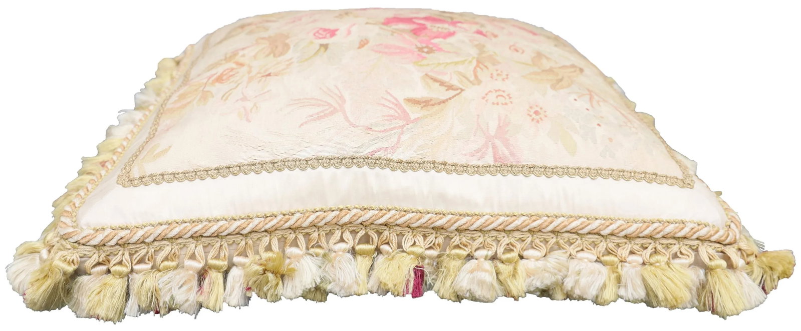 Pink Roses Aubusson Hand-Woven Silk Pillow - 3