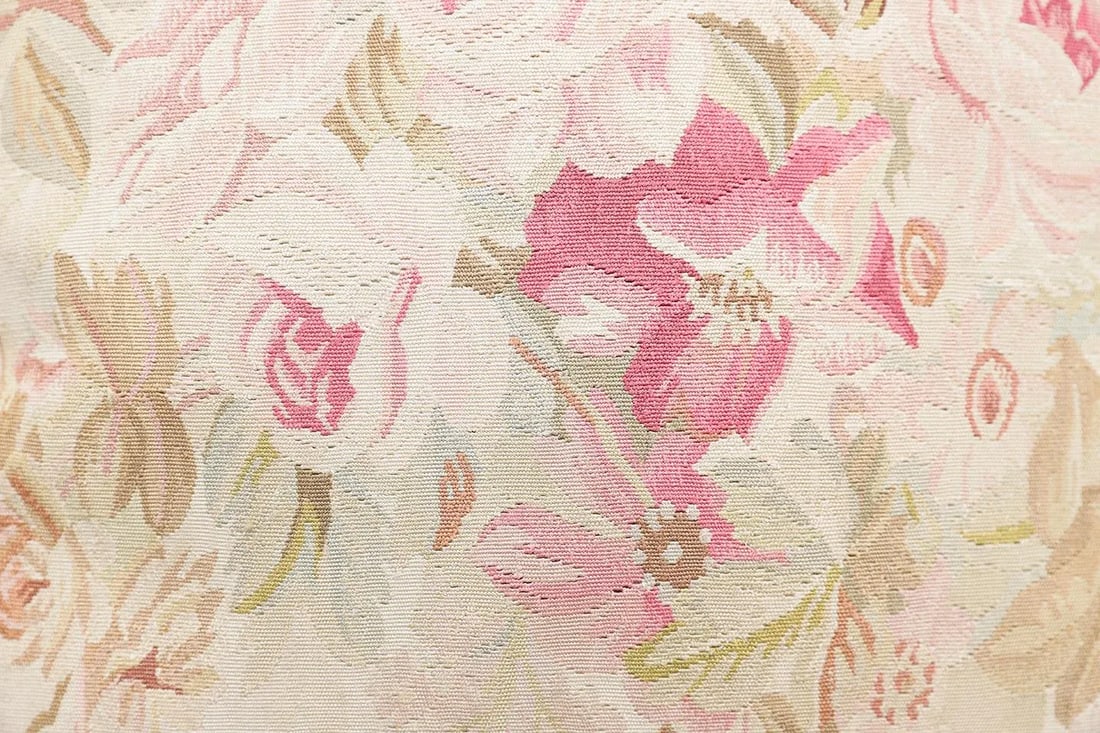 Pink Roses Aubusson Hand-Woven Silk Pillow - 8