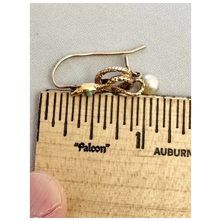 Late 19th Century 14k Serpent and Pearl Earrings, A Pair - 6