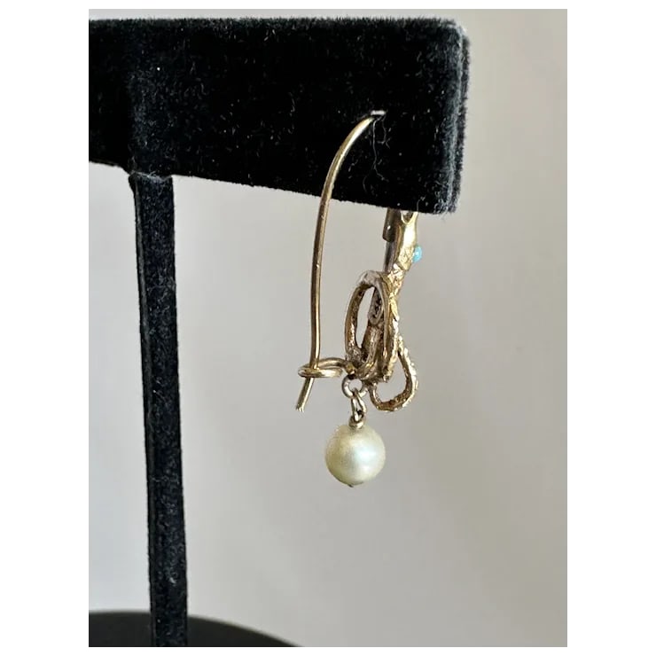 Late 19th Century 14k Serpent and Pearl Earrings, A Pair - 8