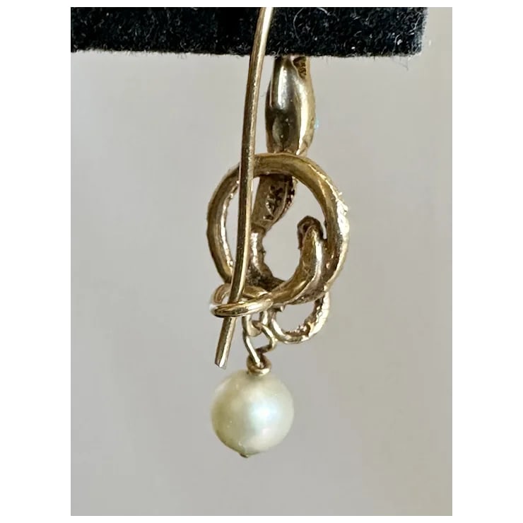 Late 19th Century 14k Serpent and Pearl Earrings, A Pair - 9