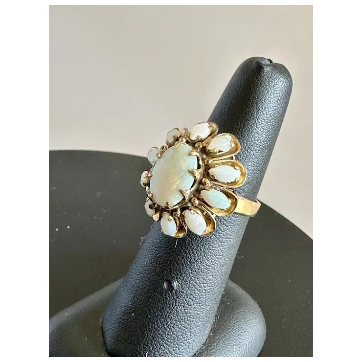 Late 20th Century 18k Gold and Opal Ring, Size 6.25 - 10