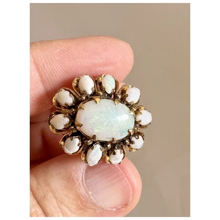 Late 20th Century 18k Gold and Opal Ring, Size 6.25 - 12