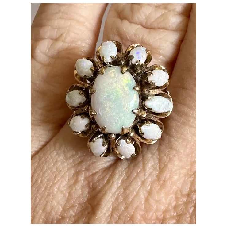 Late 20th Century 18k Gold and Opal Ring, Size 6.25 - 2