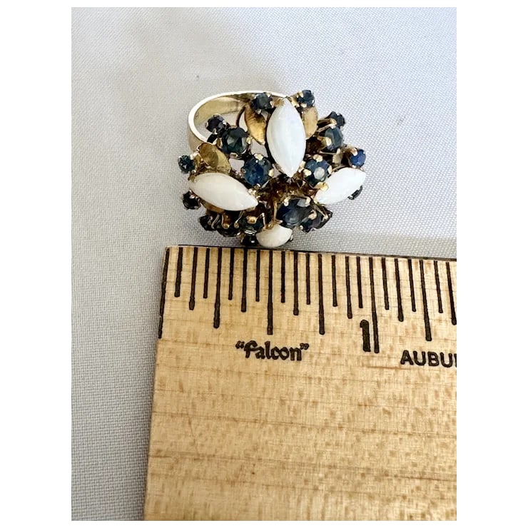 Late 20th Century 14k Sapphire and Opal Ring, Size 5 - 5