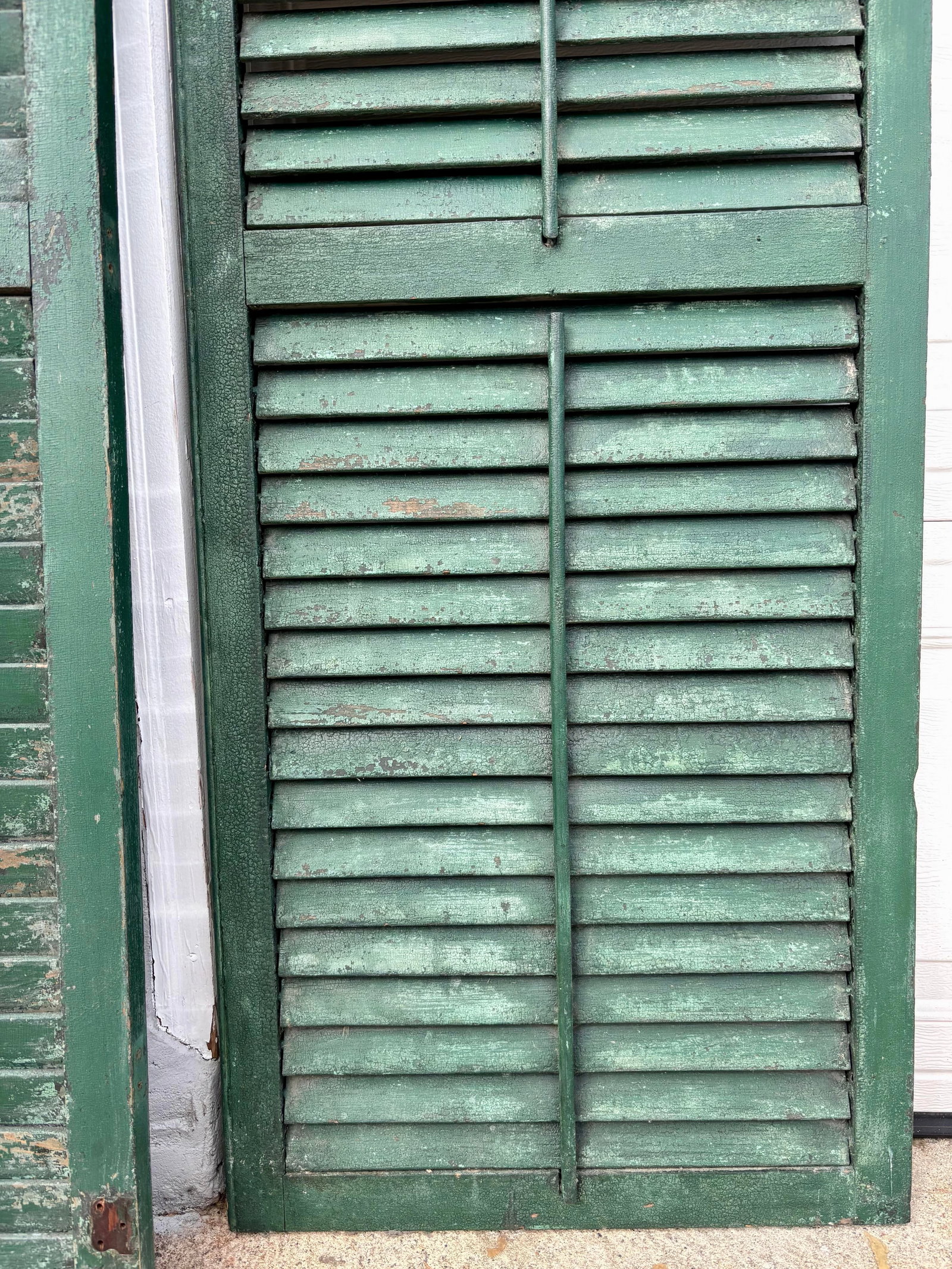Antique American Green Farmhouse Shutter 19th C Architectural Salvage- Set of 3 - 3