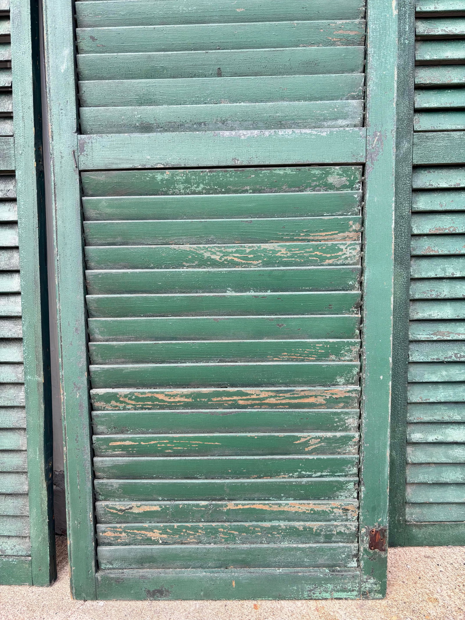 Antique American Green Farmhouse Shutter 19th C Architectural Salvage- Set of 3 - 5