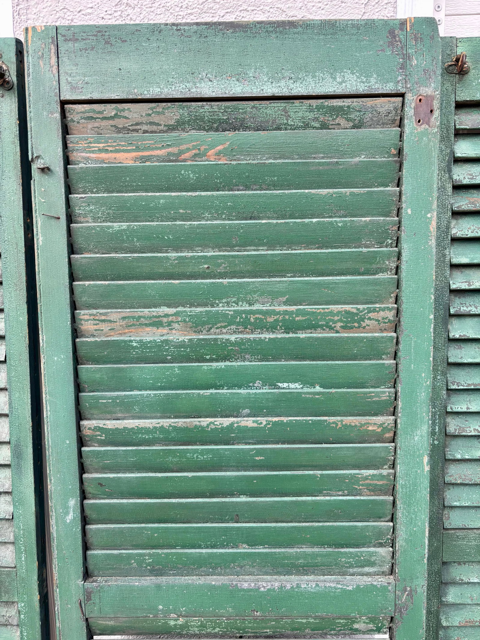 Antique American Green Farmhouse Shutter 19th C Architectural Salvage- Set of 3 - 6