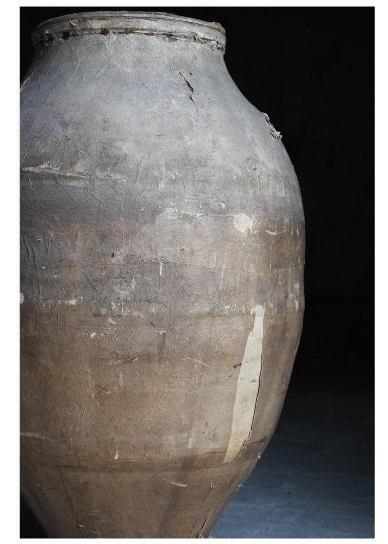 Antique Large 1800's-1900's Japanese Paper Covered Pottery Wabi Sabi Floor Vessel Jar Meiji Era - 5
