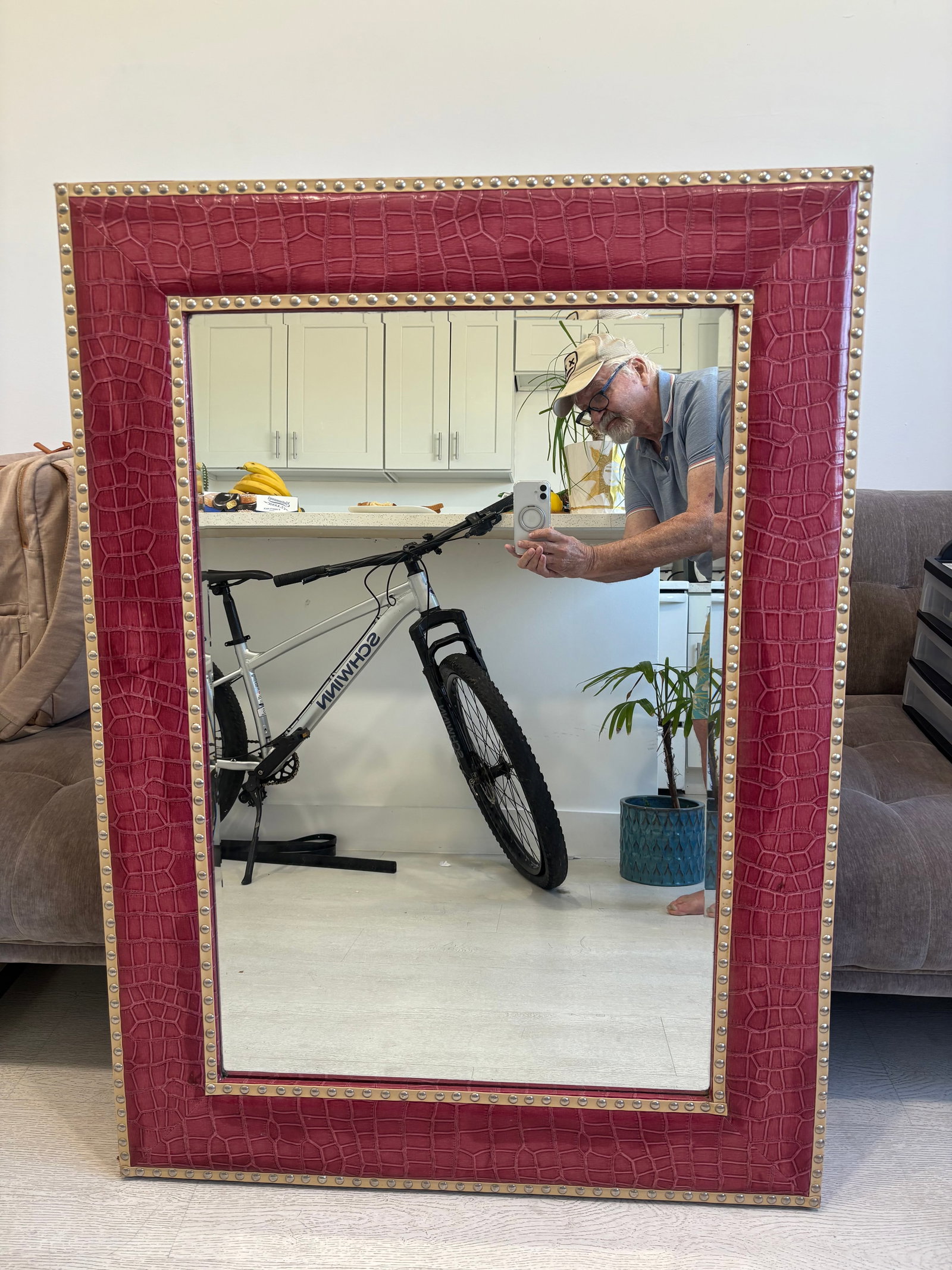 Large 1980's Faix Alligator Framed Mirror - 2
