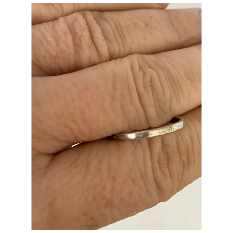 1920s Platinum Art Deco Engraved Wedding Band, Size 7 - 6