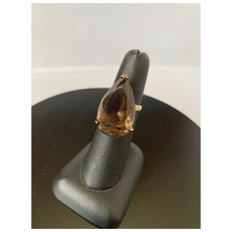 1960s Bold 14k Smoky Quartz Cocktail Ring, Size 5.5 - 3