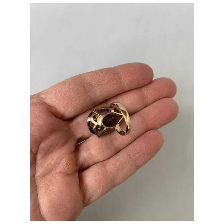 1960s Bold 14k Smoky Quartz Cocktail Ring, Size 5.5 - 6