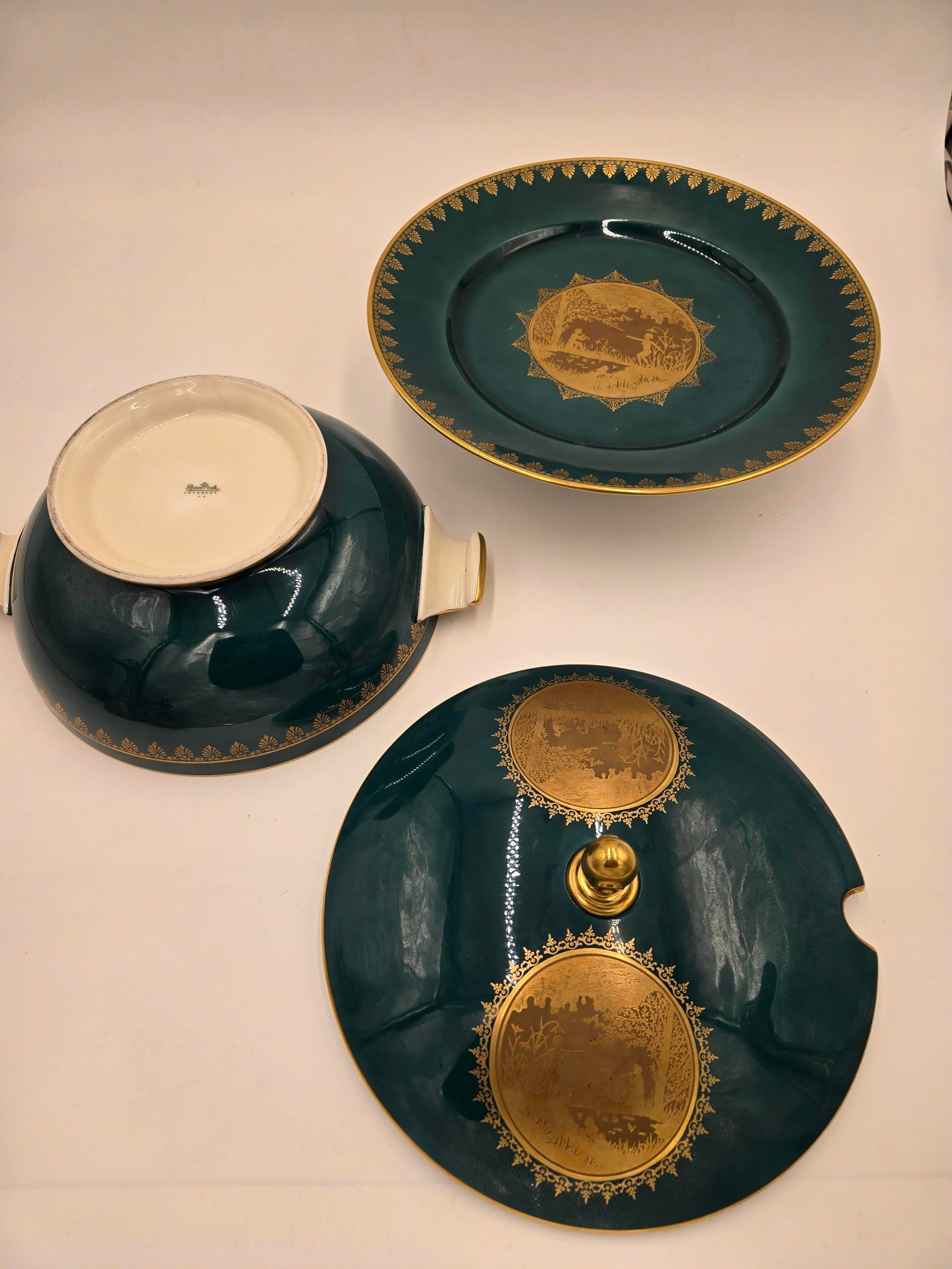 Rare Teal Tureen & Charger Plate - European Porcelain Covered Serving Dish by Rosenthal - 3