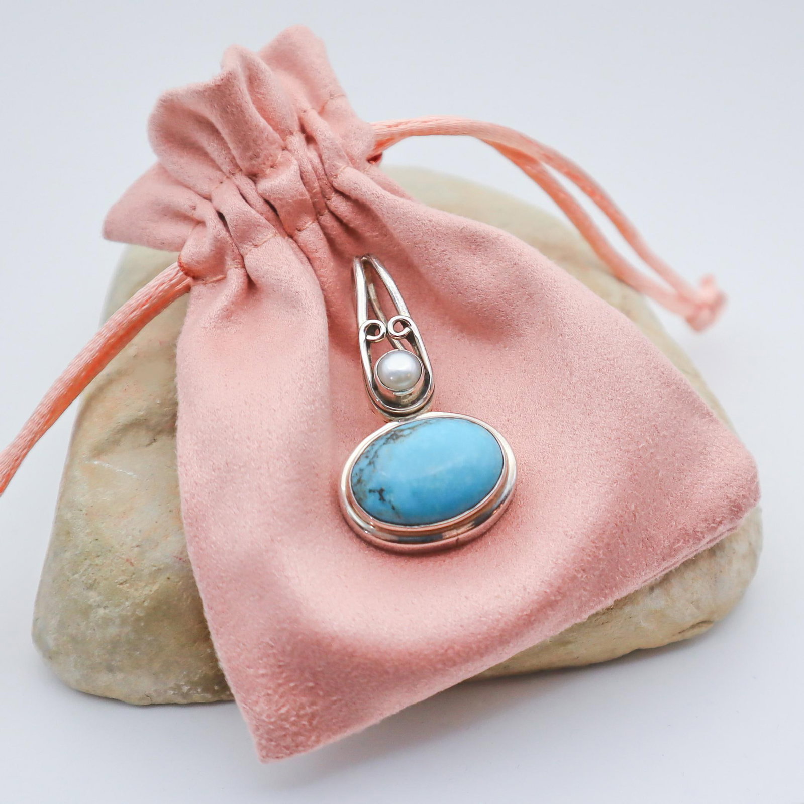 1990s Vintage Turquoise & Pearl Set in Sterling Silver - 6