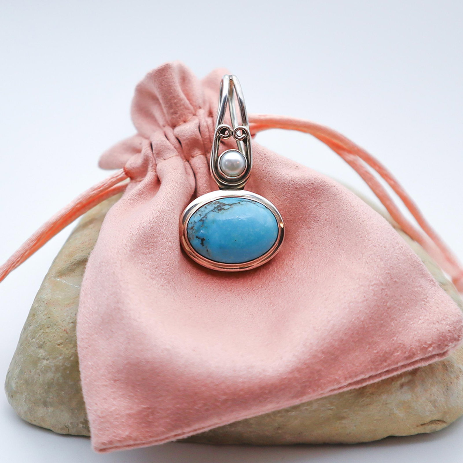 1990s Vintage Turquoise & Pearl Set in Sterling Silver - 7