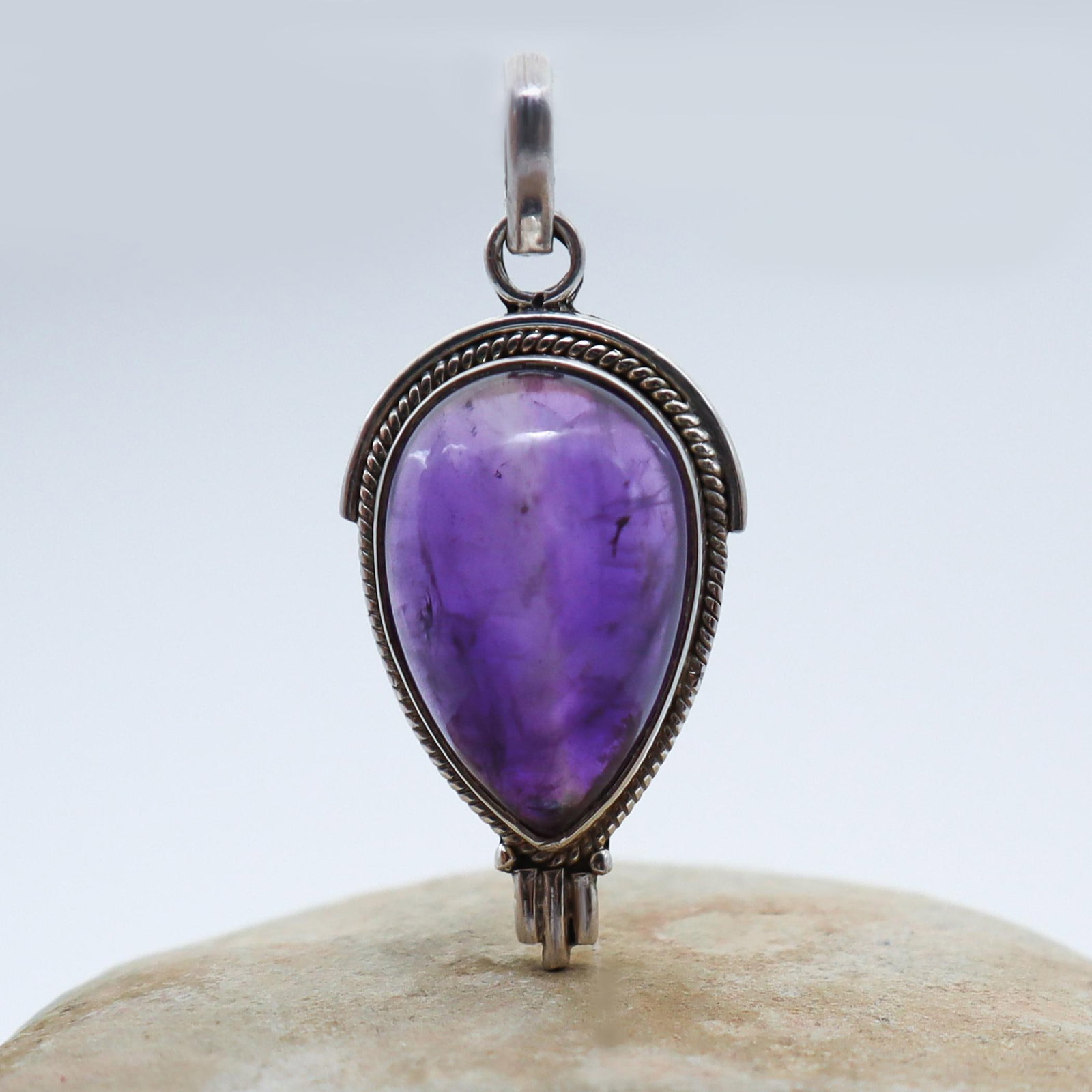Vintage Amethyst & Sterling Silver Chime Pendant - 2