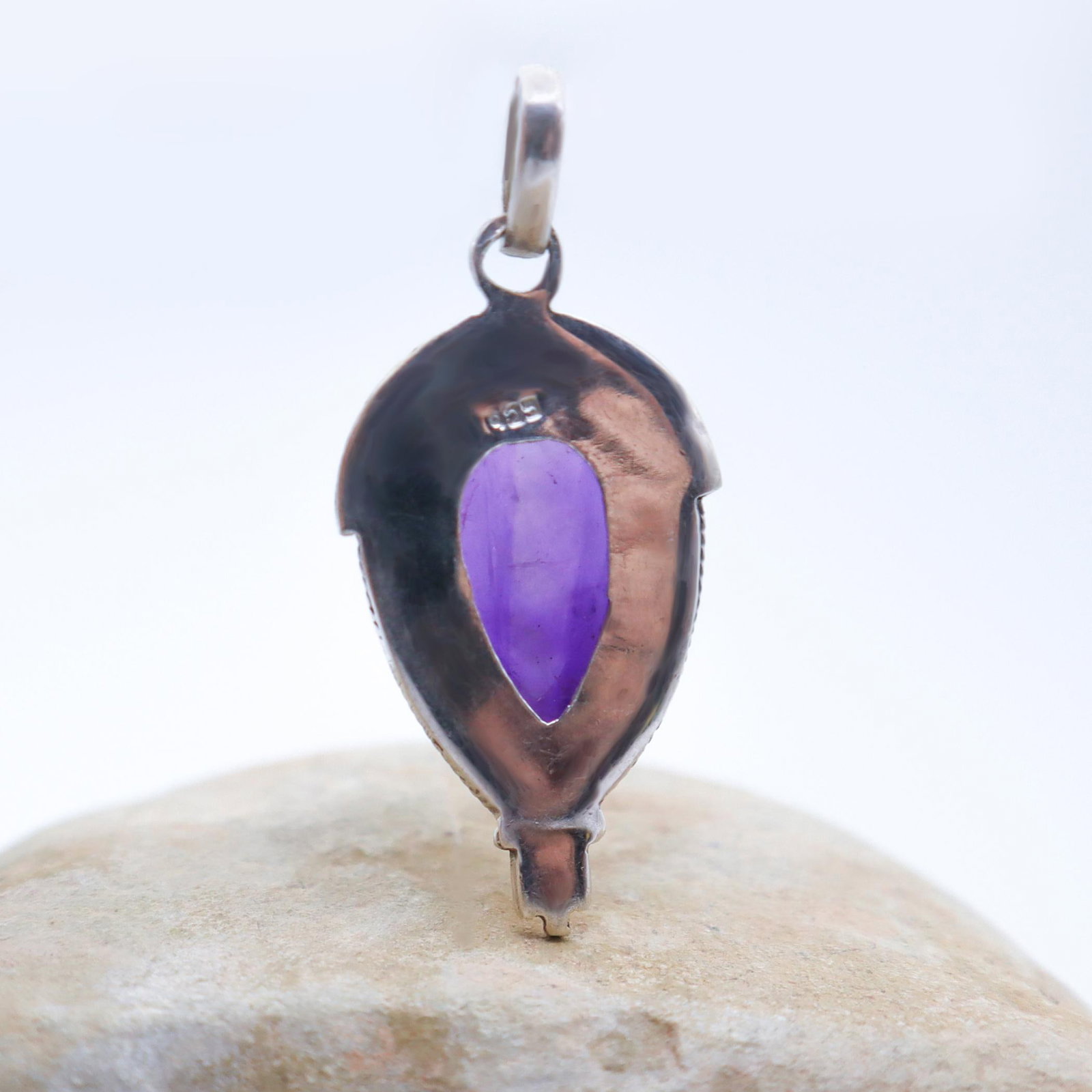 Vintage Amethyst & Sterling Silver Chime Pendant - 7