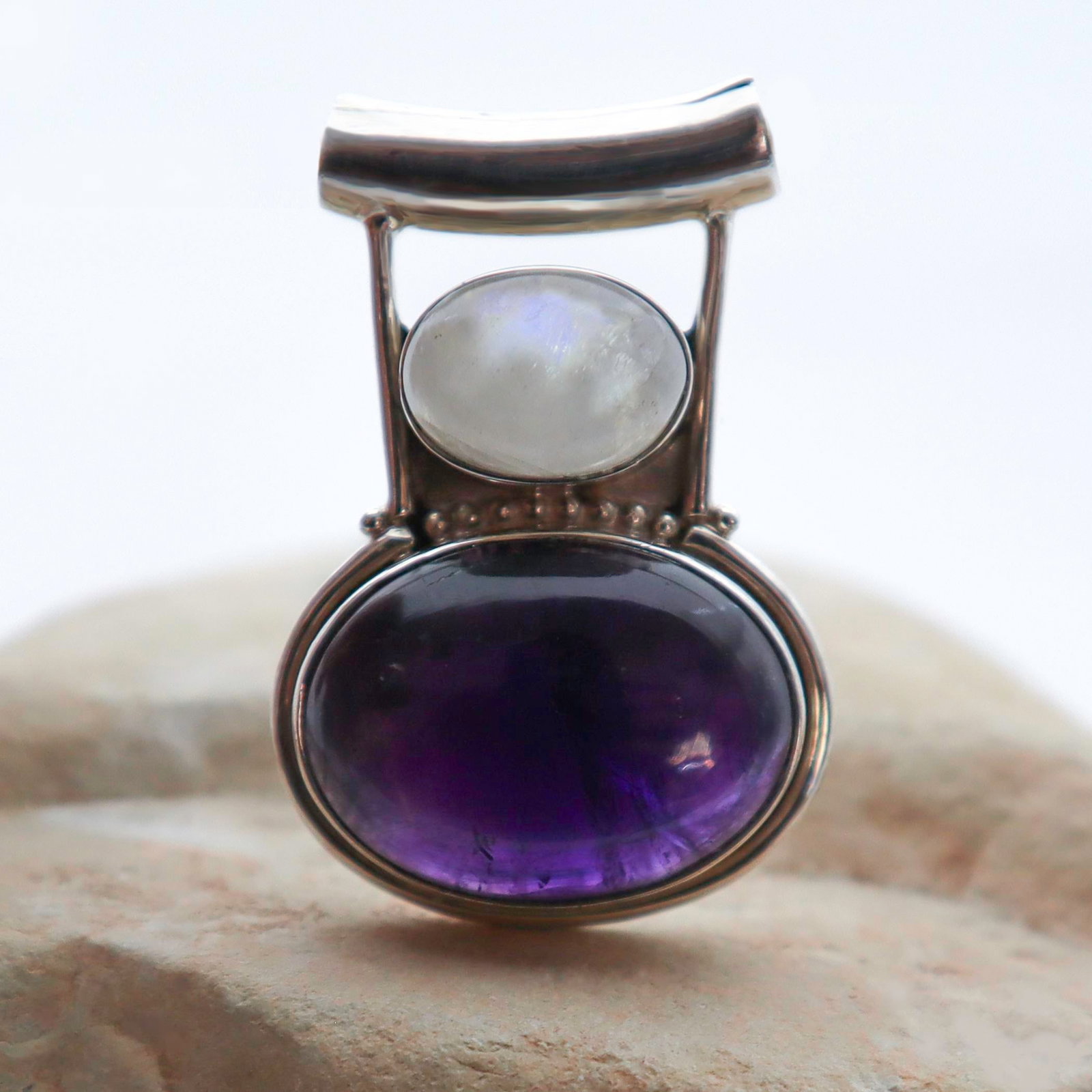 Deep Purple Amethyst With Moonstone in Sterling Silver - 2