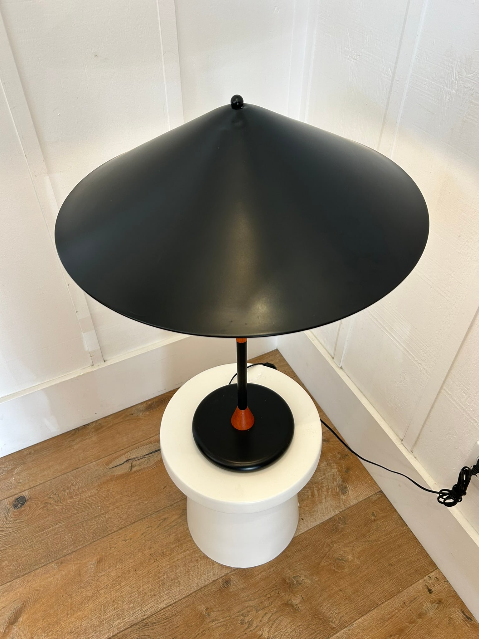 Vintage Postmodern Metal and Wood Table Lamp - 4