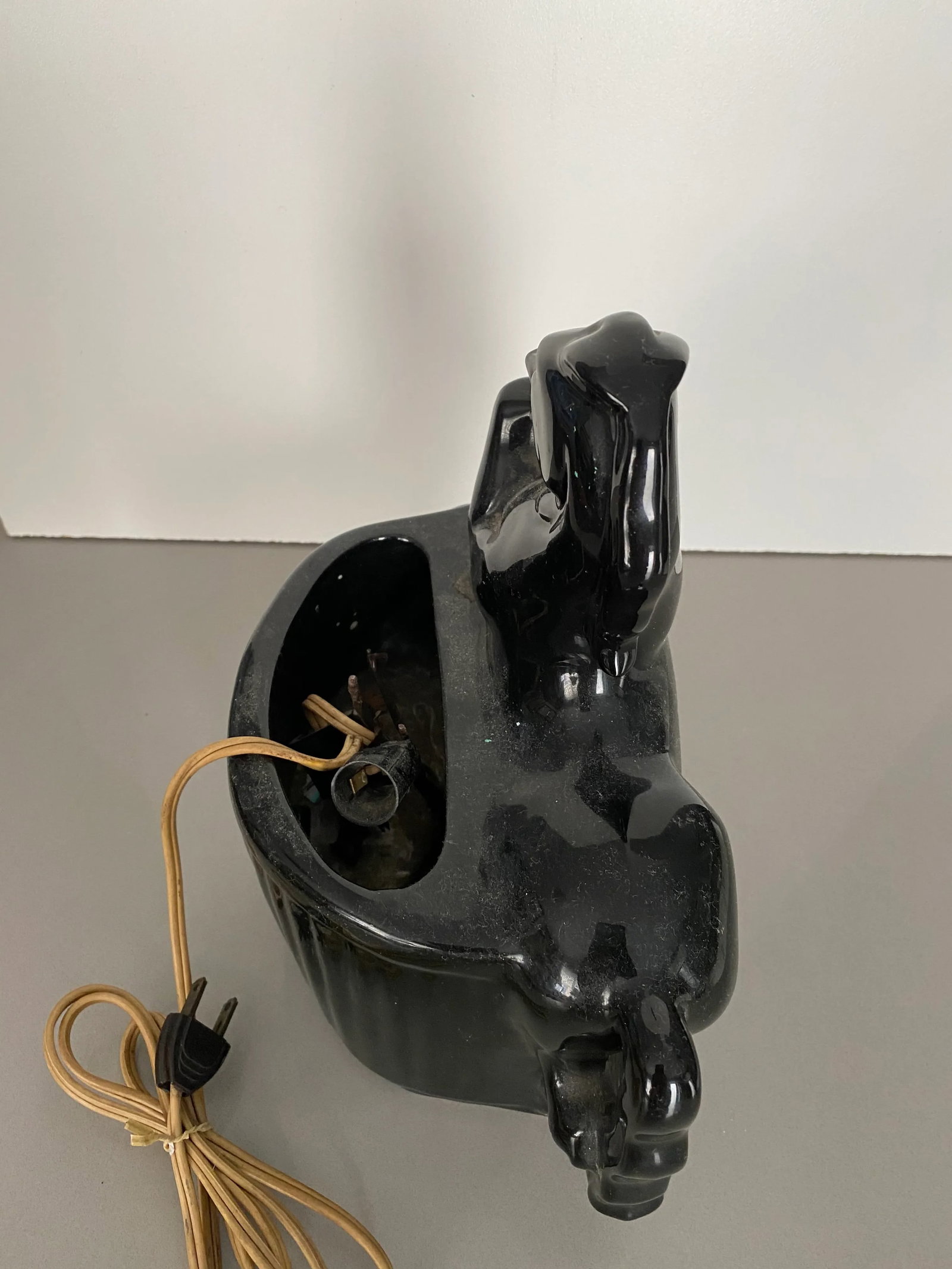 1950s Black and Gold Ceramic Horse Lamp - 10