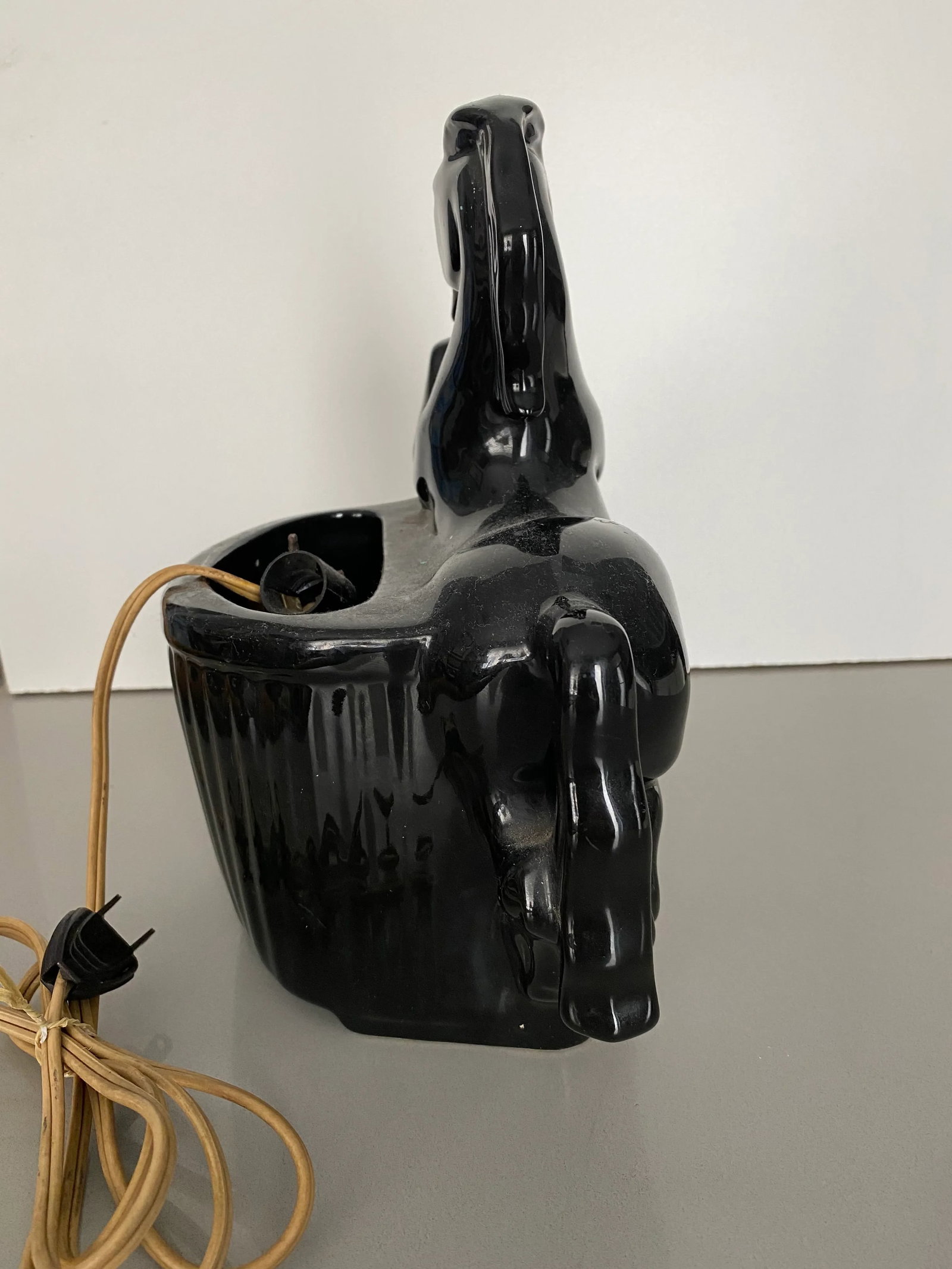1950s Black and Gold Ceramic Horse Lamp - 9