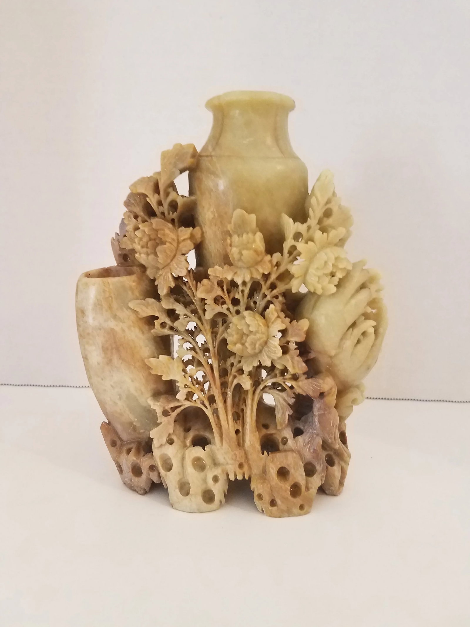 Vintage 1950s Hetian Soap Stone Chinese Hongshan Culture Hand Carved Incense Burner - 11