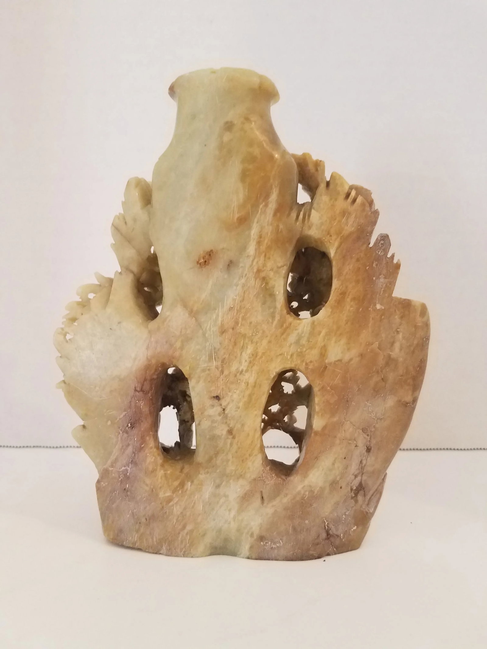 Vintage 1950s Hetian Soap Stone Chinese Hongshan Culture Hand Carved Incense Burner - 6