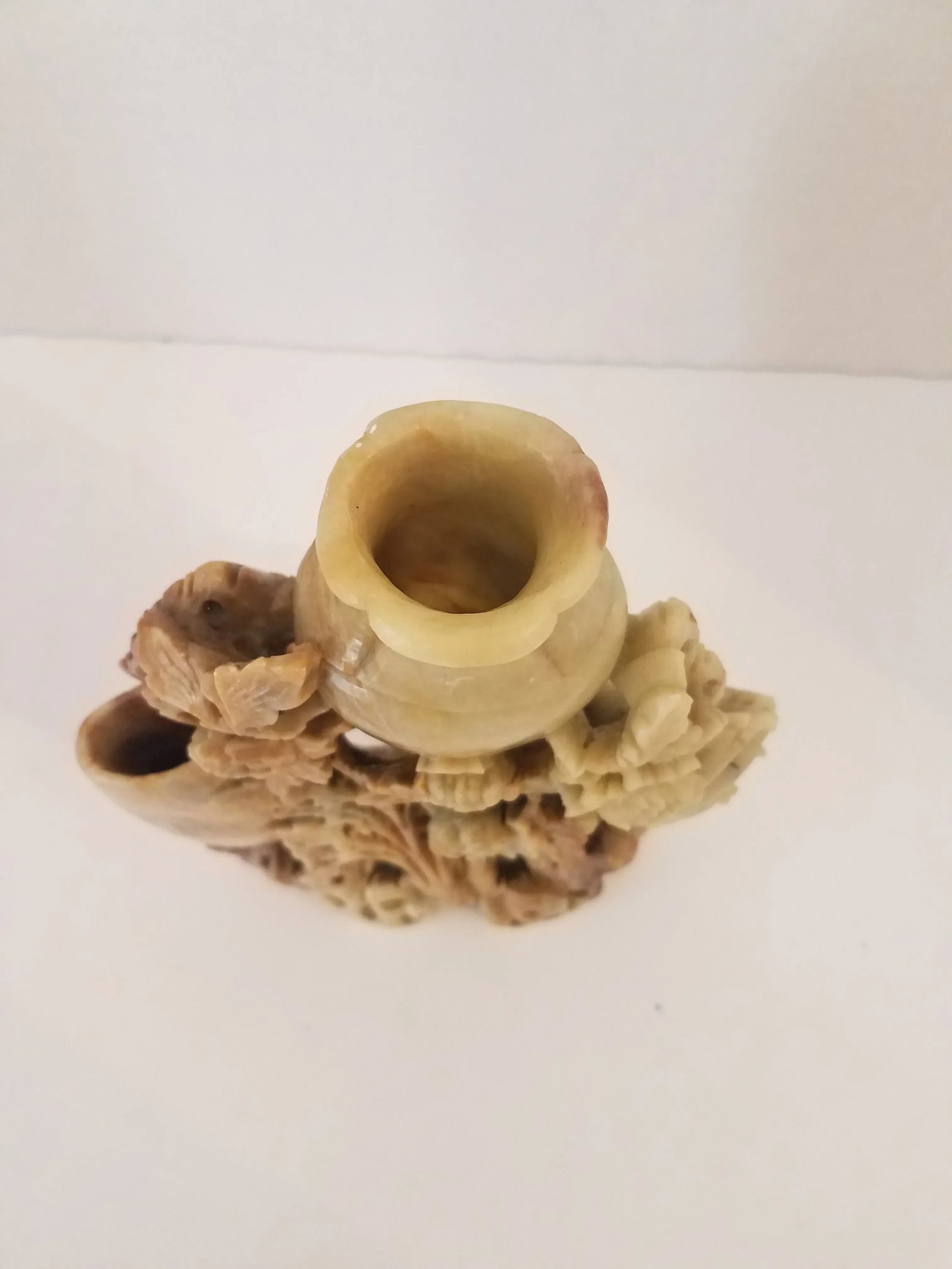 Vintage 1950s Hetian Soap Stone Chinese Hongshan Culture Hand Carved Incense Burner - 9