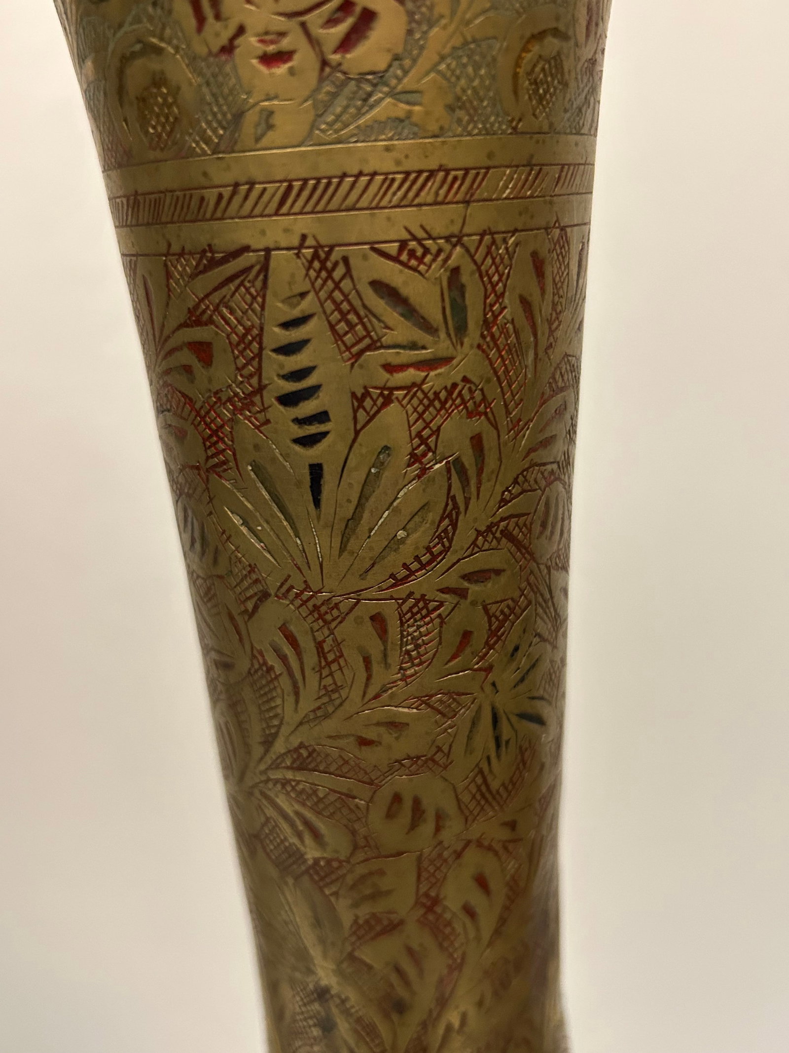 Pair of Tall Engraved Brass Vases - 5