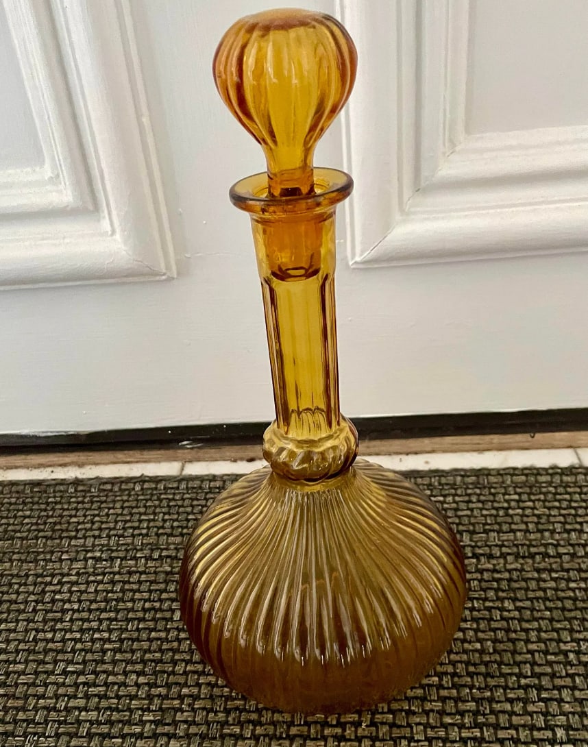 1960s Amber-Colored Decanter - Made in Italy - 2