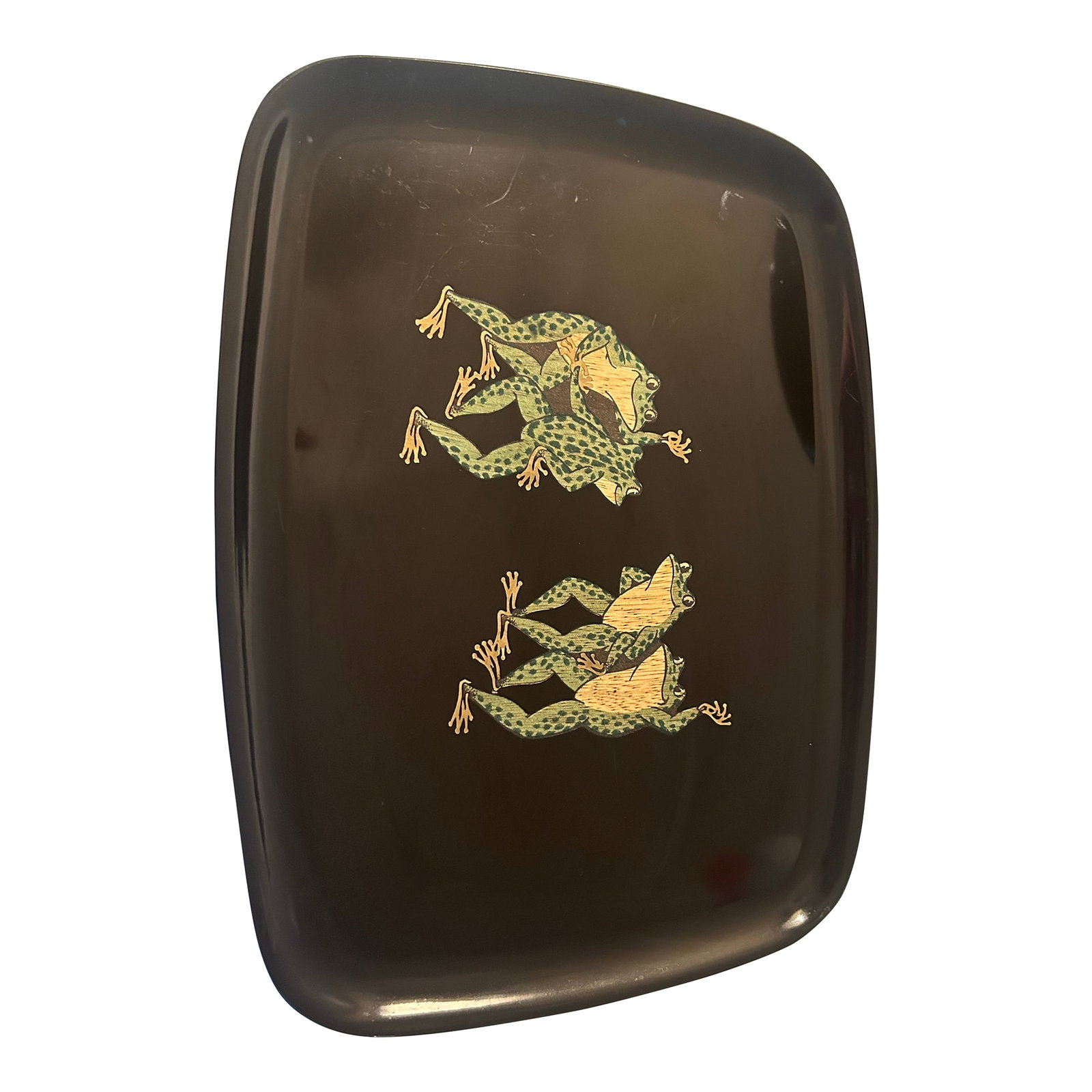 Mid Century Modern Couroc Dancing Frogs Tray in Phenolic - Rare Tray! (1 of 5)