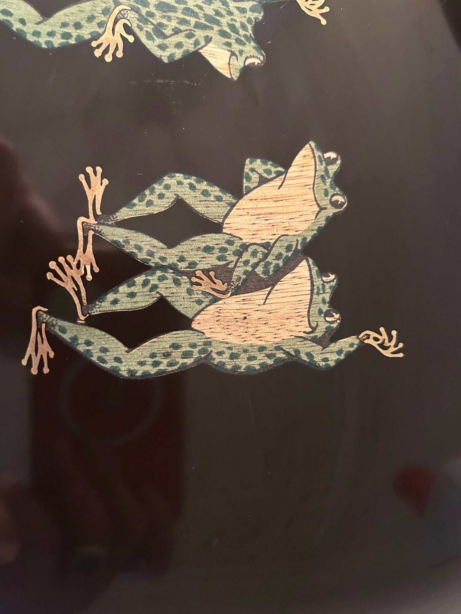 Mid Century Modern Couroc Dancing Frogs Tray in Phenolic - Rare Tray! - 4
