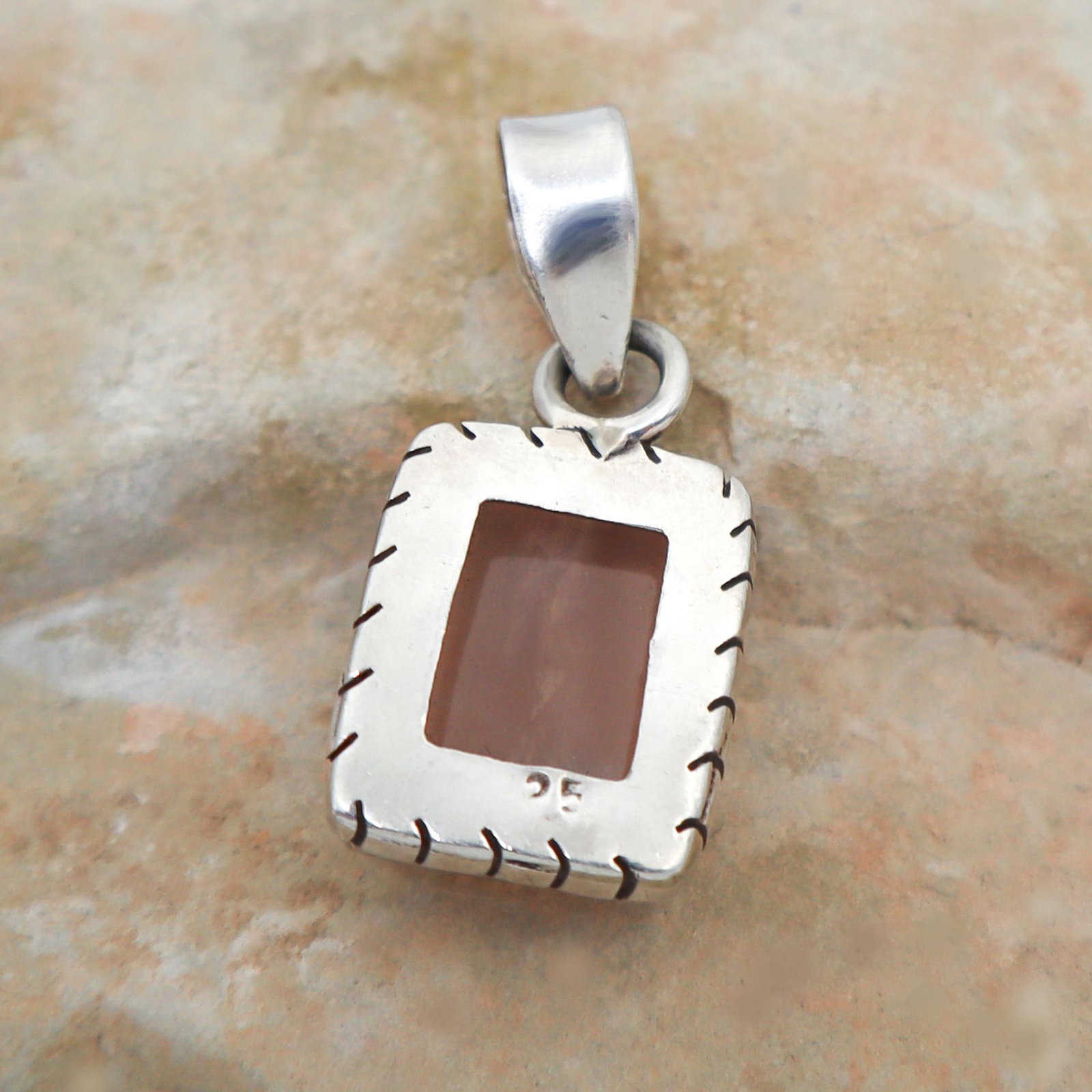 Vintage Rose Quartz in Sterling Silver Pendant - 6