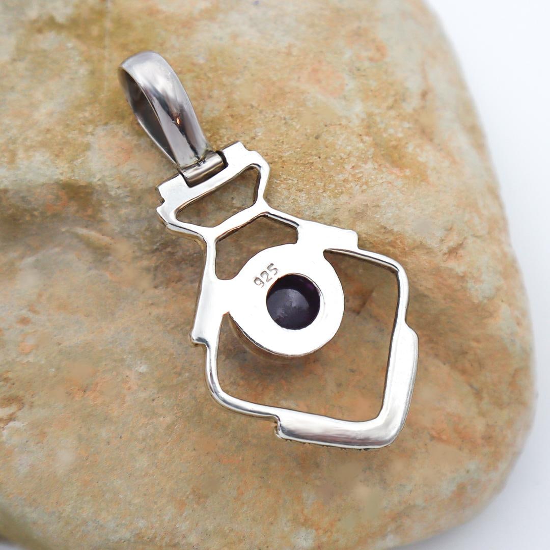 Vintage Modern Amethyst Sterling Pendant - 5