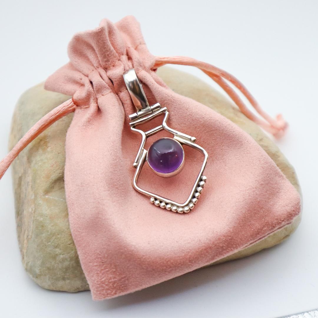 Vintage Modern Amethyst Sterling Pendant - 6