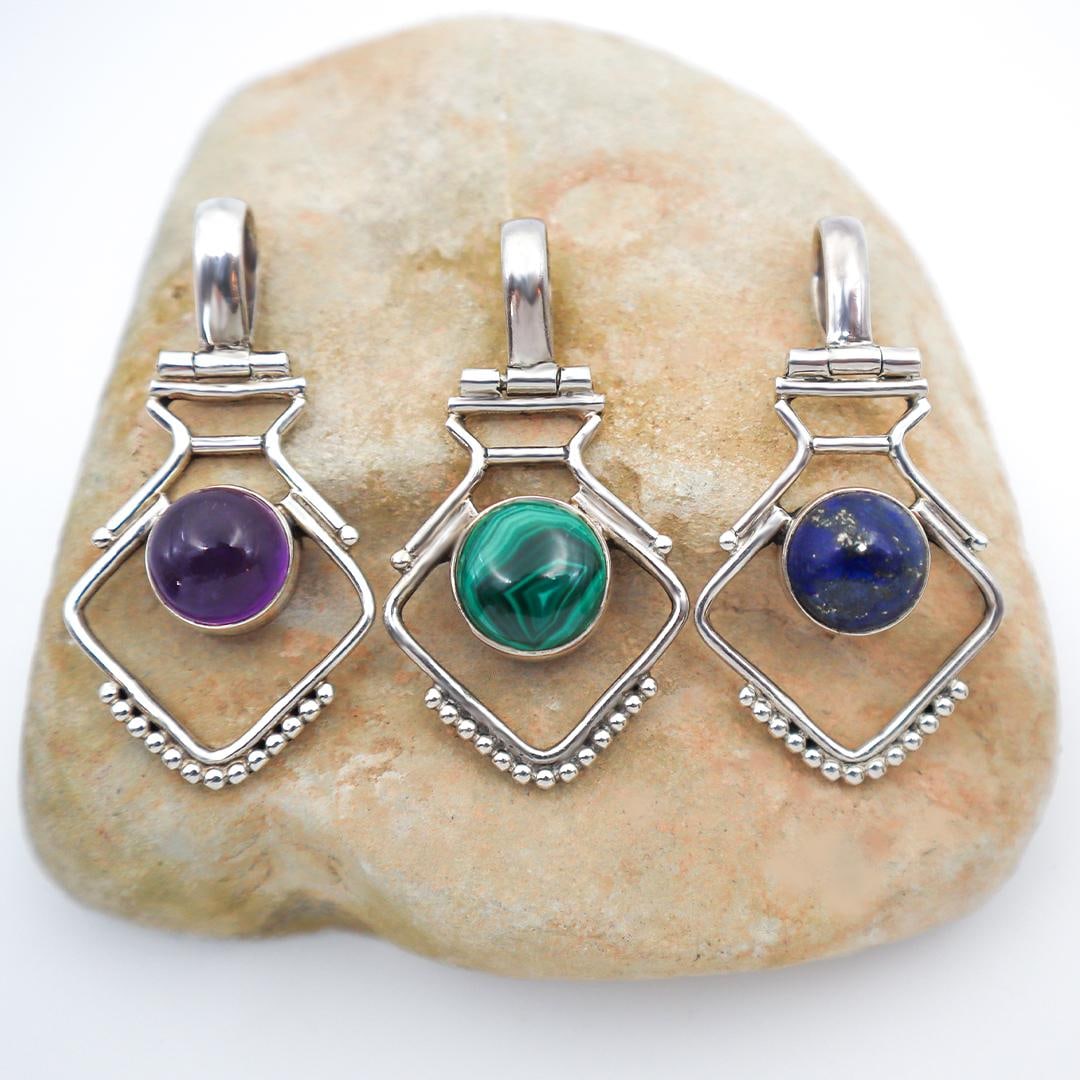 Vintage Modern Amethyst Sterling Pendant - 7