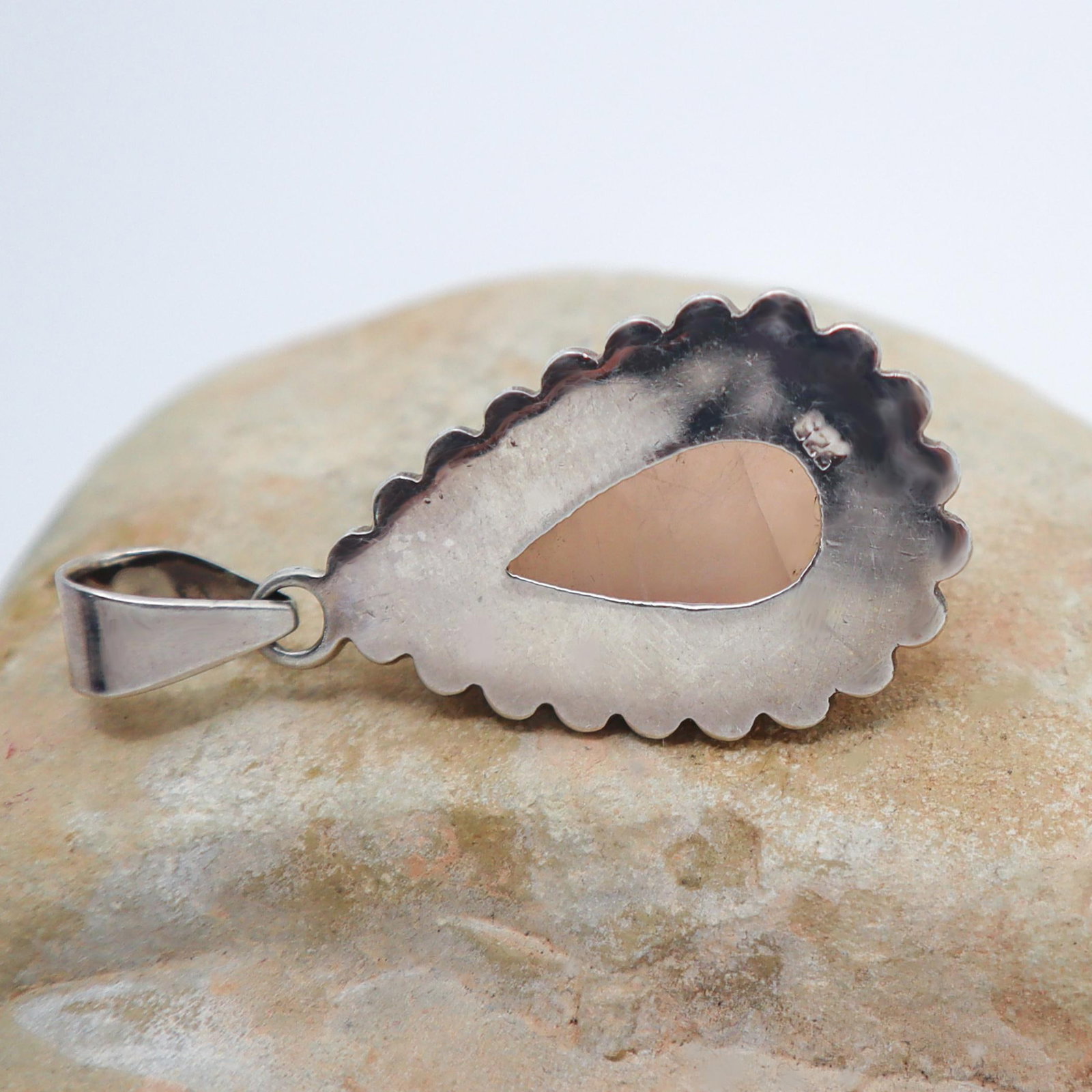 Rose Quartz Teardrop in Sterling Silver Pendant - 5