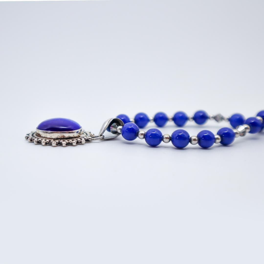 Blue Catsite With Lapis Lazuli Sterling Necklace - 2