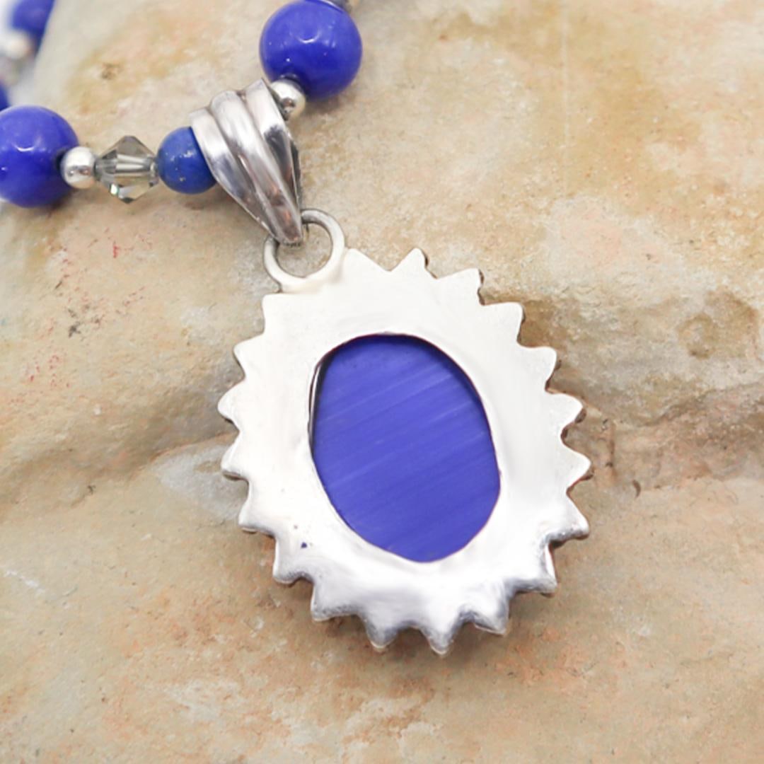 Blue Catsite With Lapis Lazuli Sterling Necklace - 5