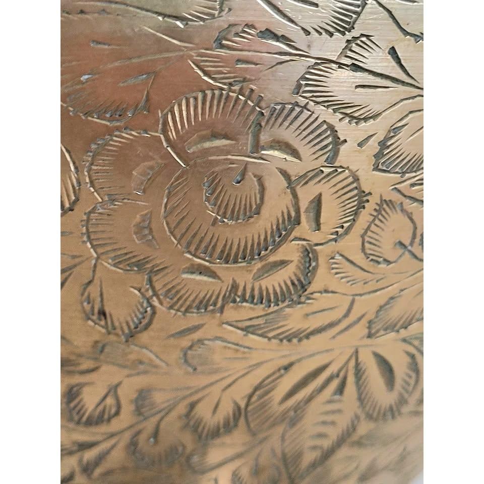Brass Floor Vase Urn India Etched Vintage Tall 60s - 8