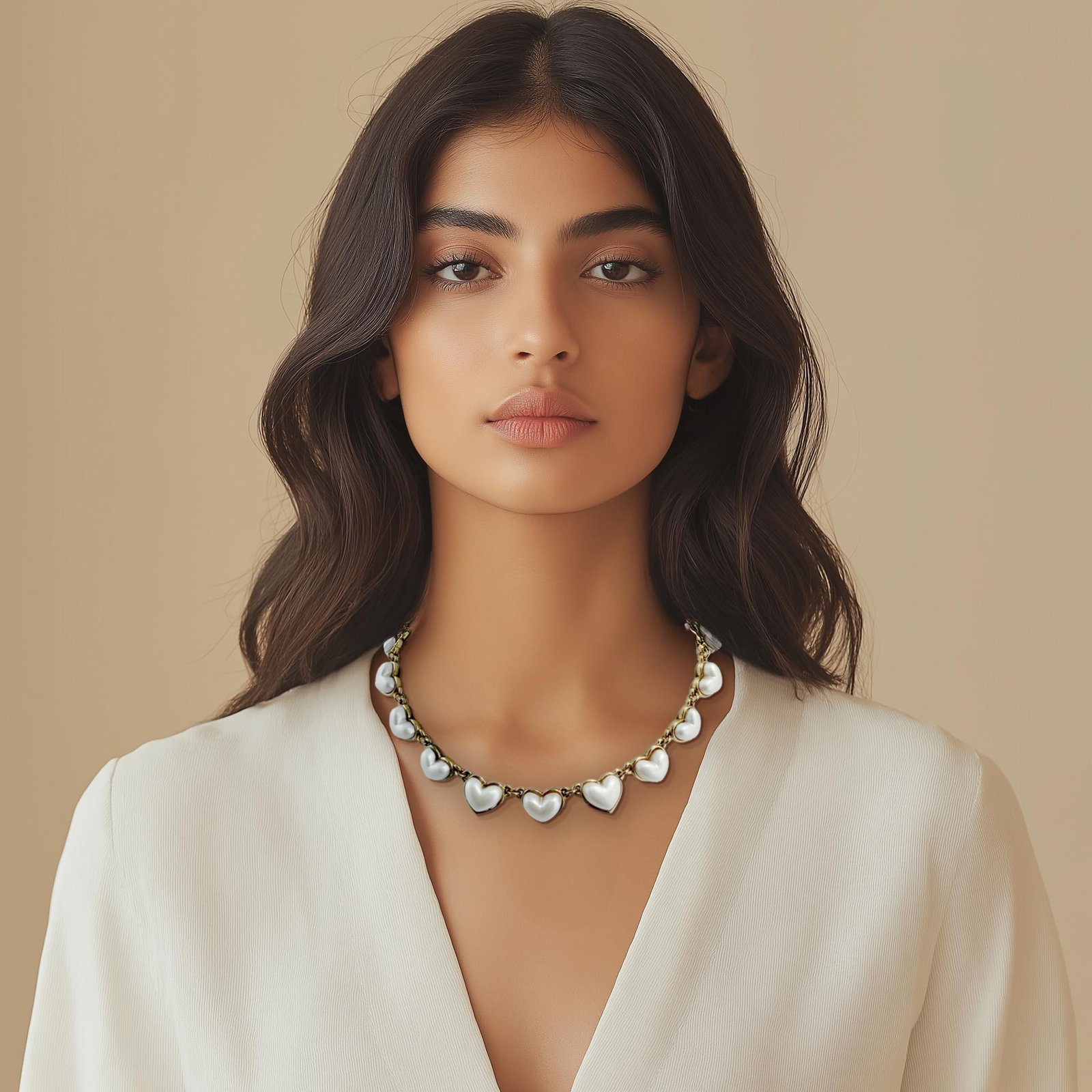 Oscar De La Renta Faux Pearl Romantic Heart Necklace 22k Antique Gold Plating - 2