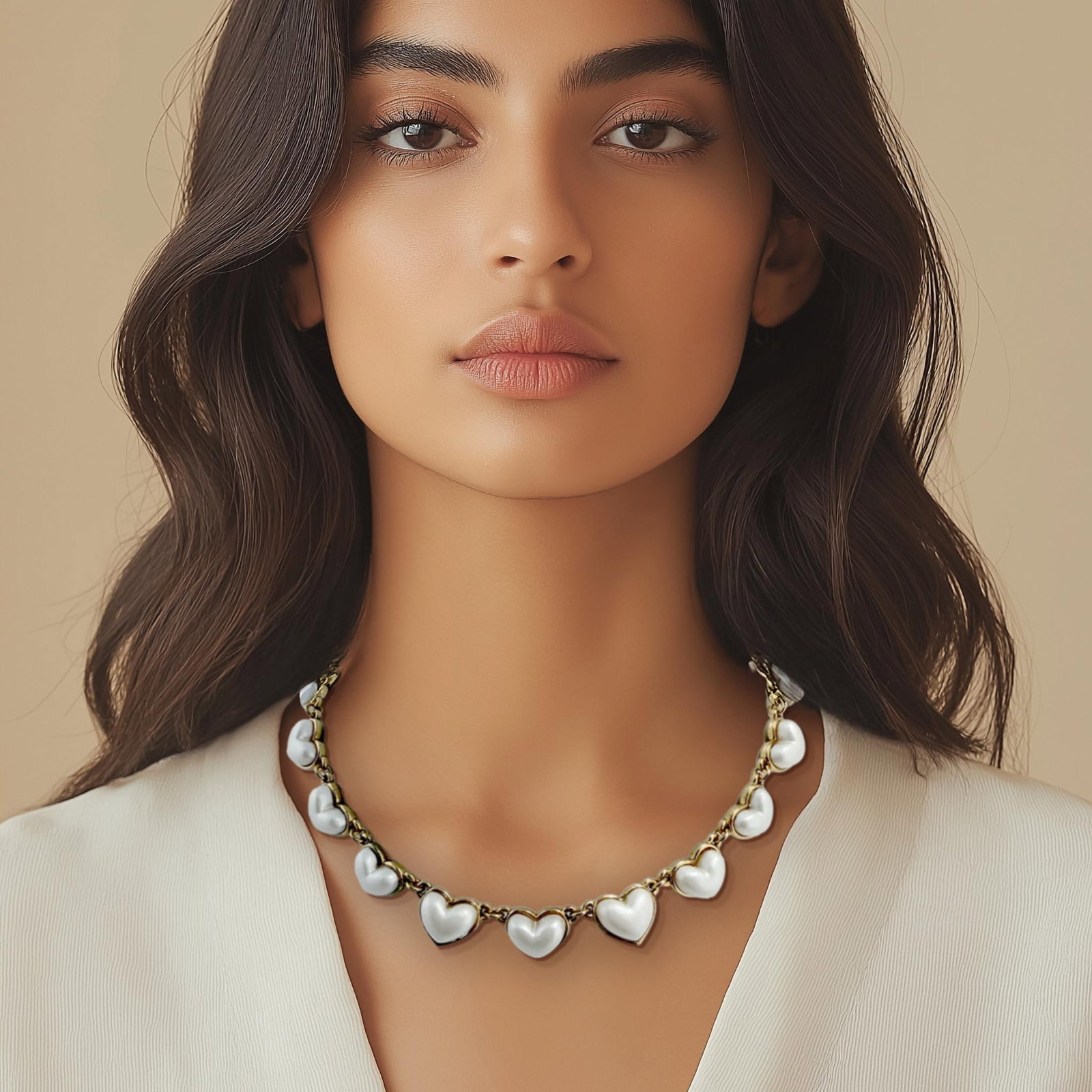 Oscar De La Renta Faux Pearl Romantic Heart Necklace 22k Antique Gold Plating - 5