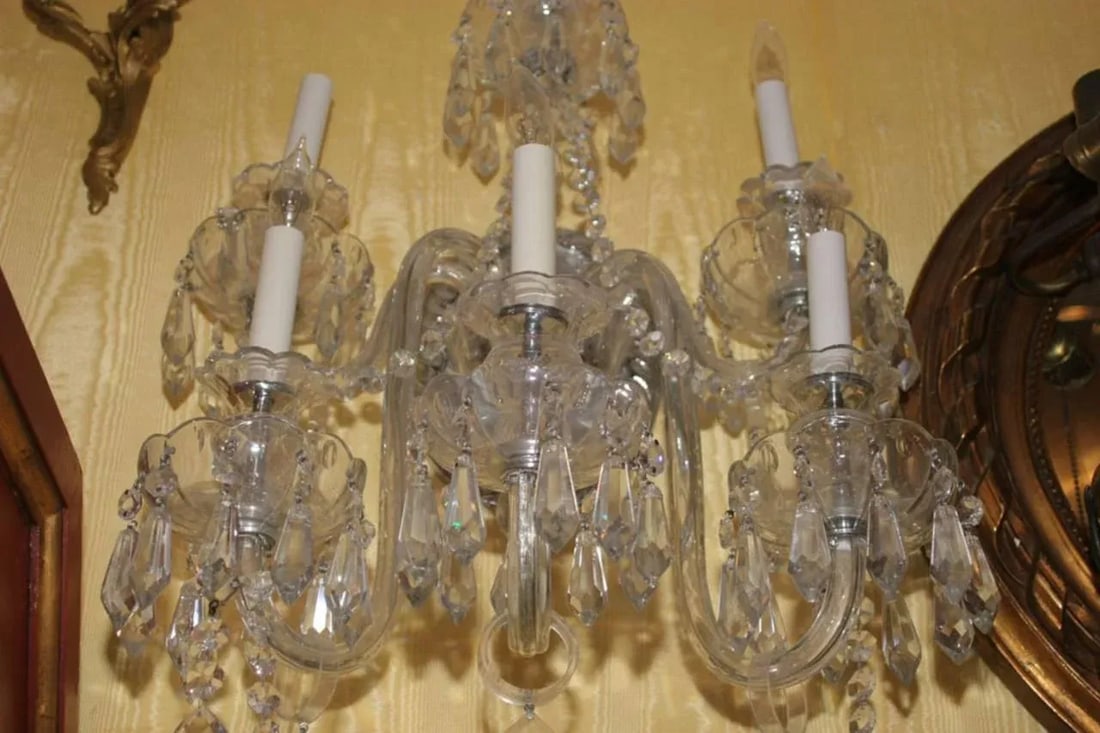 Mid 20th Century Maria Theresa Style Cut Glass Six-Arm Wall Light Sconces - a Pair - 2