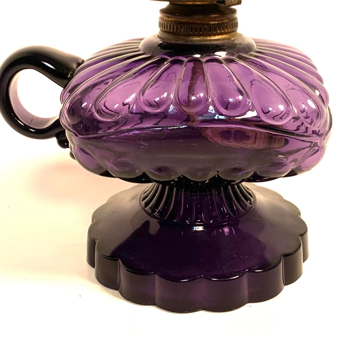 Circa 1900 Amethyst Glass Square Body Finger Oil Lamp Victorian Style - 10