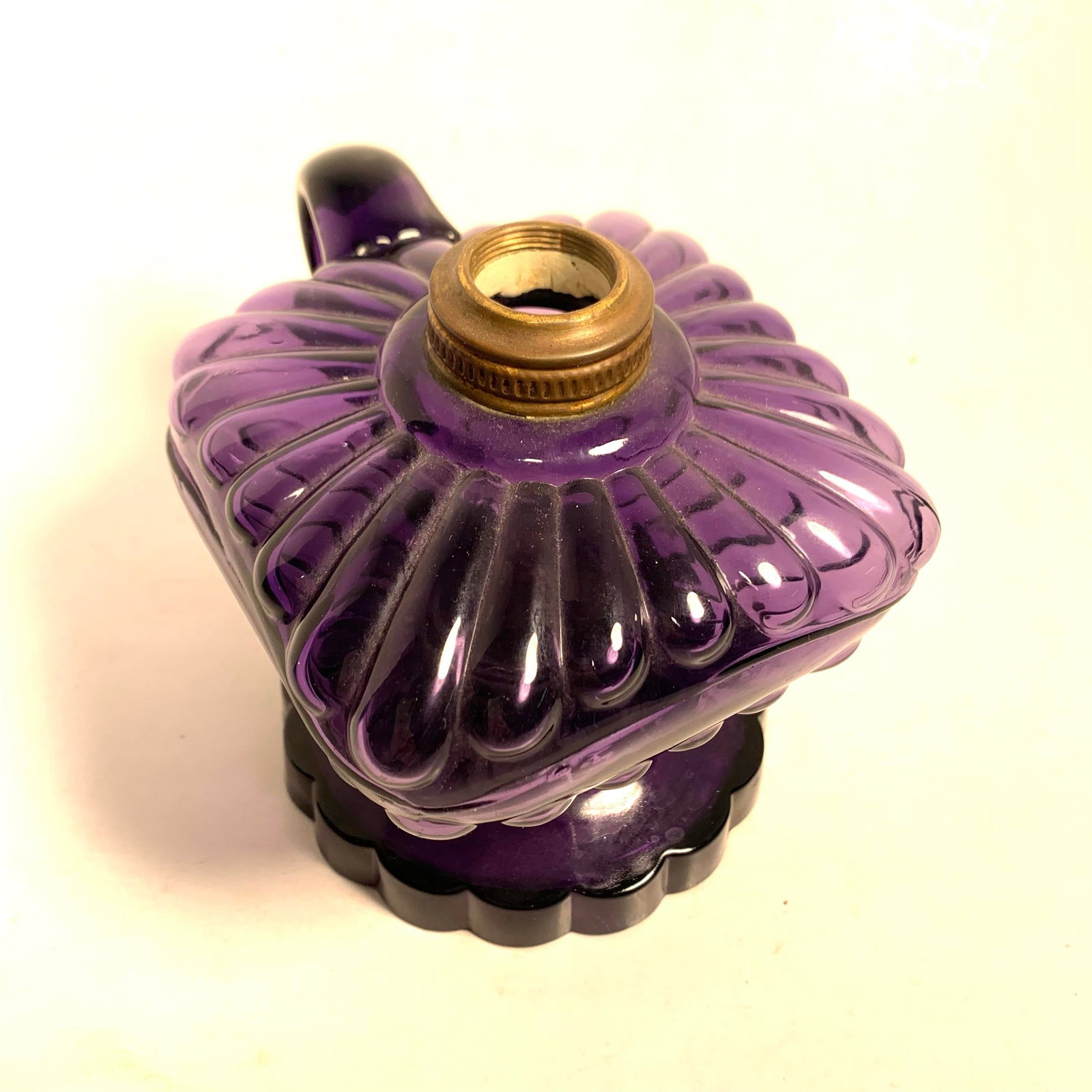 Circa 1900 Amethyst Glass Square Body Finger Oil Lamp Victorian Style - 5